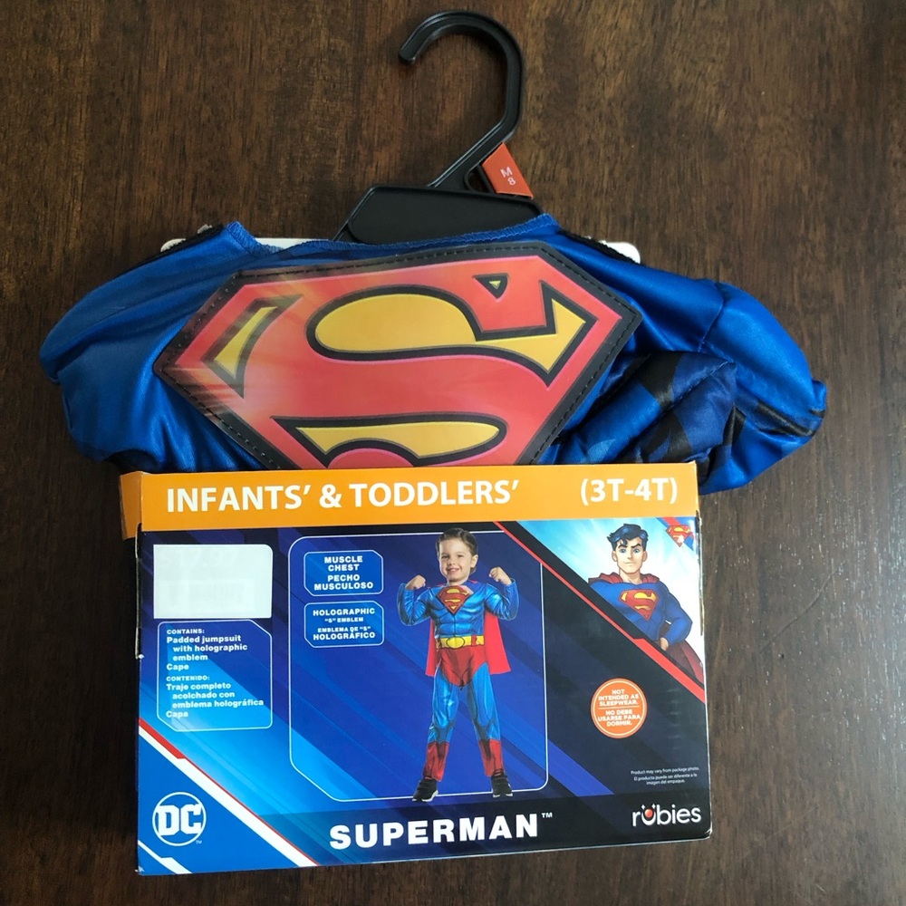 Rubie's Superman Costume for Kids - Blue and Red. Size 3T-4T